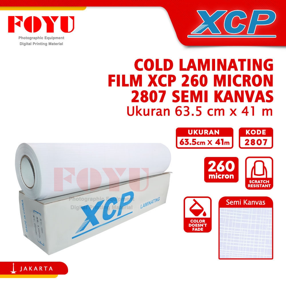 

Plastik Laminasi Laminating Cold Dingin XCP 260 mic 63.5CMx41M Semi Kanvas 2807
