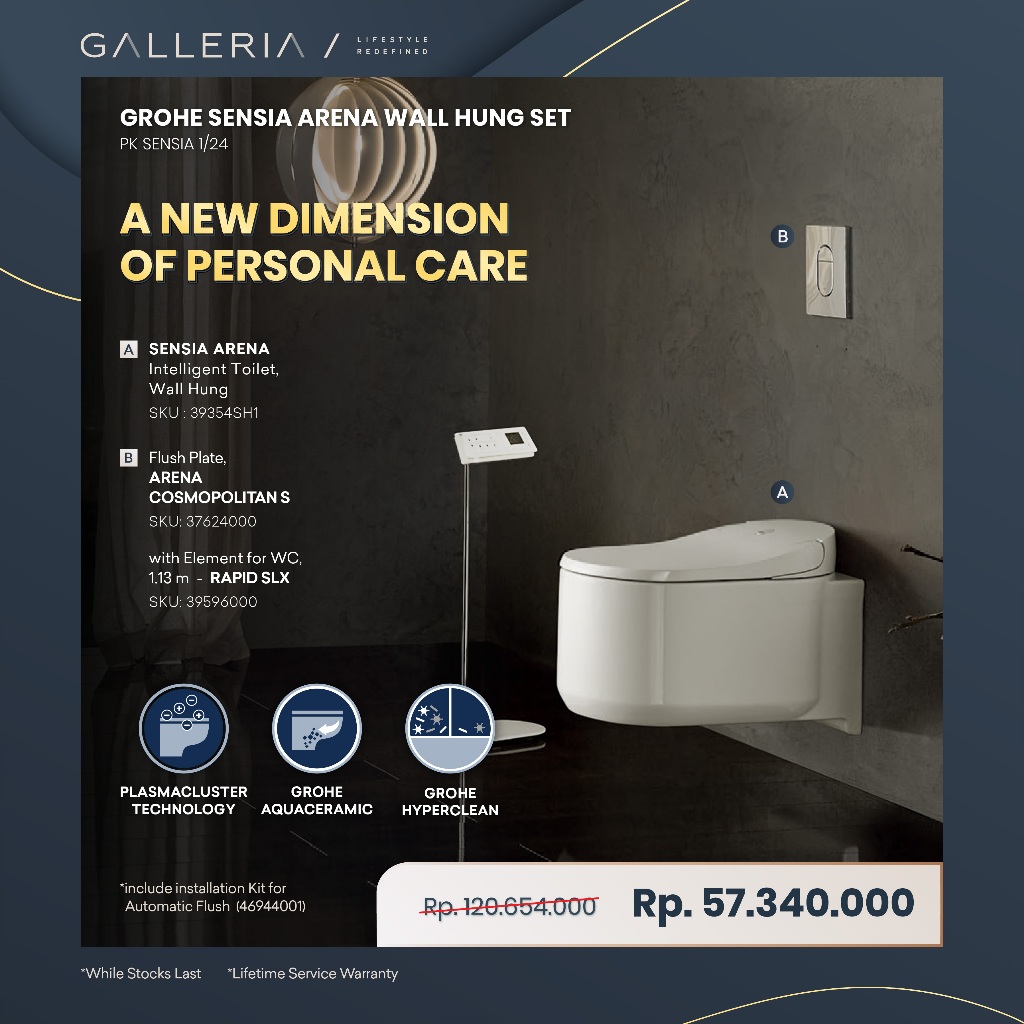 Grohe Sensia Arena Wall Hung Set / Grohe Toilet Gantung