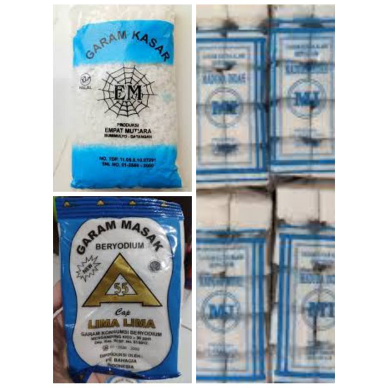 

Garam kasar, garam kotak, garam segitiga
