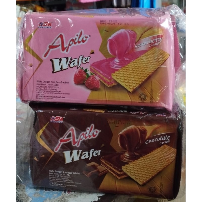 

wafer,apillo,rasa,coklat,dan,Straberi,70grx10 pcs