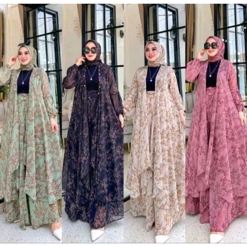 setelan wanita kulot wanita ceruty #SAKURA SET KULOT KANCING 3IN1 | NAMIRA SET KULOT (OUTER, KULOT, 