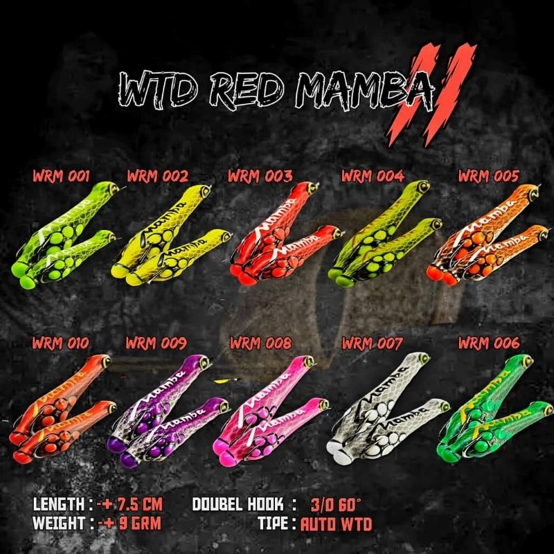 soft frog by predator lure 7.5cm WTD RED MAMBA