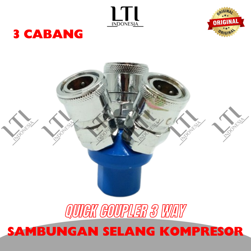Sambungan Selang Angin 3 Cabang Sambungan Selang Compressor Angin Quick Coupler 3 Way