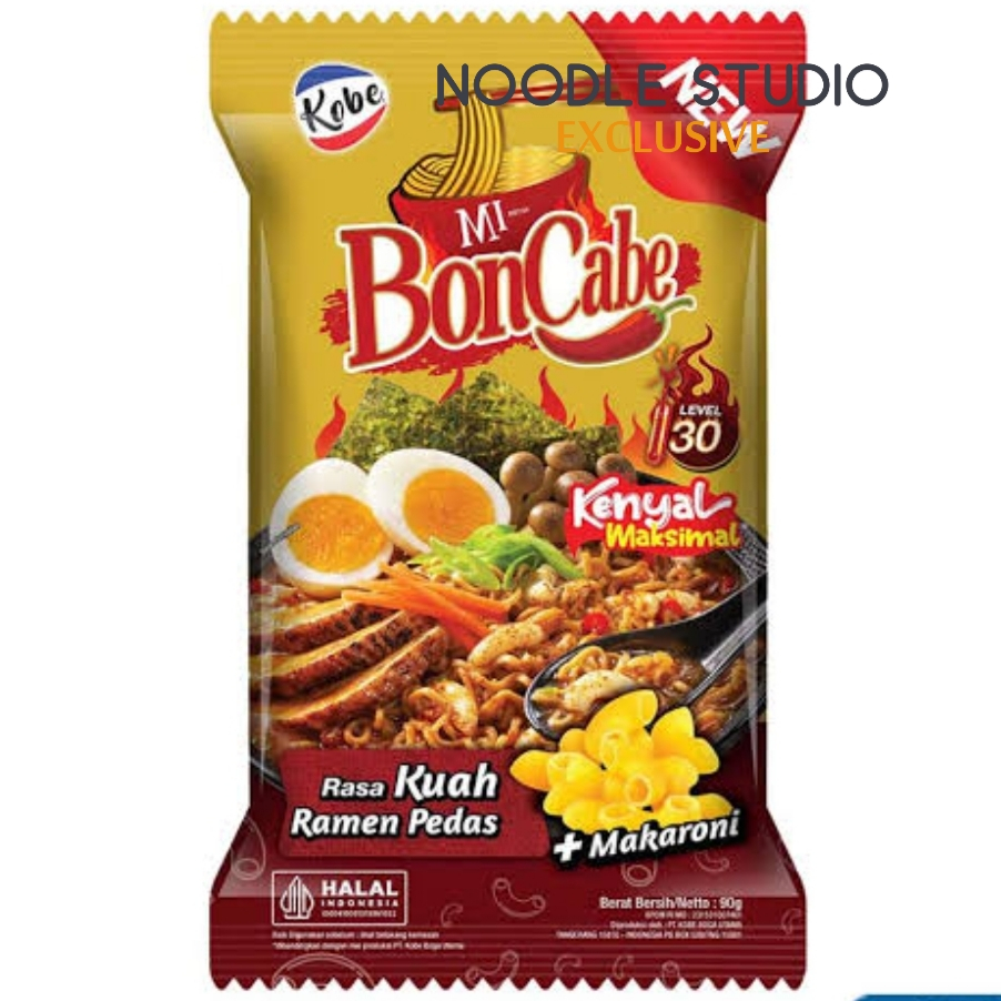 

KOBE MI MIE INSTAN INSANT KUAH RAMEN PEDAS MACARONI BONCABE LEVEL 30 KENYAL MAKSIMAL