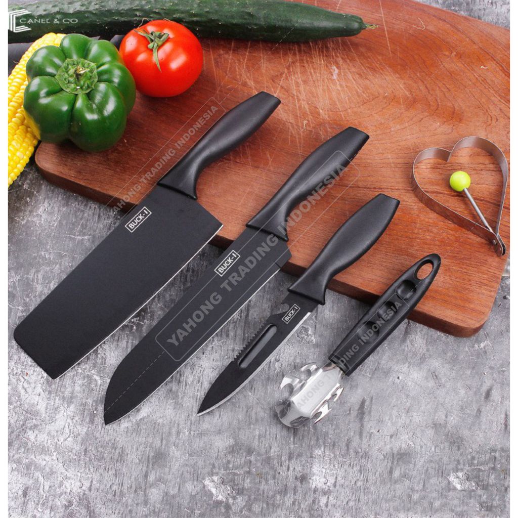 Pisau Dapur Lengkap 5pcs Kitchen Knife Set Buck-I 5 pcs in 1