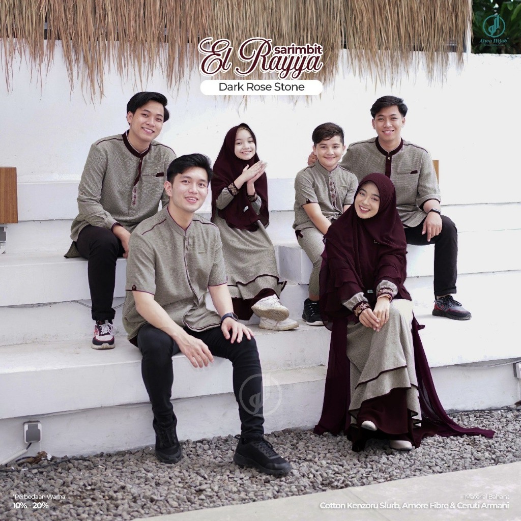 SARIMBIT KELUARGA EL RAYYA SERIES DARK ROSE BURGUNDY BY ALWA HIJAB SET GAMIS SYARI PREMIUM BUSUI KOK