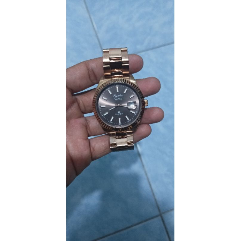 Jam Tangan Pria Analog Alexandre Christie 5007 MD Rantai Rosegold Brown (Second)