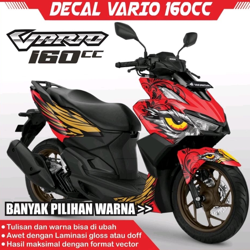 DECAL FULL BODY NEW VARIO 2022 160 CC TEMA BURUNG HANTU BURUNG ELANG EAGLE MERAH SILVER HITAM