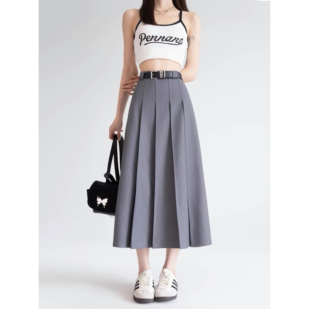 Rok panjang wanita gaya Korea rok wanita hitam/rok lipit/rok panjang wanita terbaru/rok jas panjang