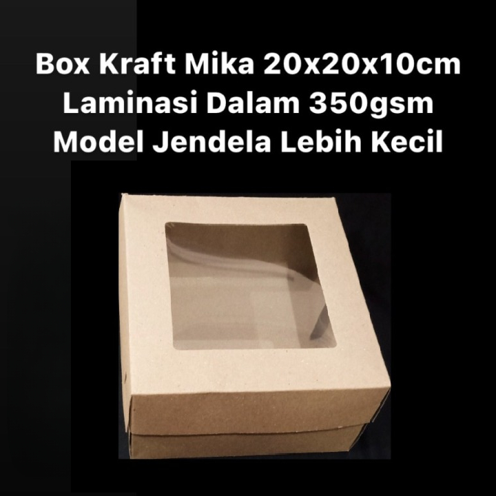 

( 5 pcs ) Dus Kraft Coklat Polos Ukuran 20x20x10 cm Box Packaging Kue Laminasi Dalam Jendela Kecil