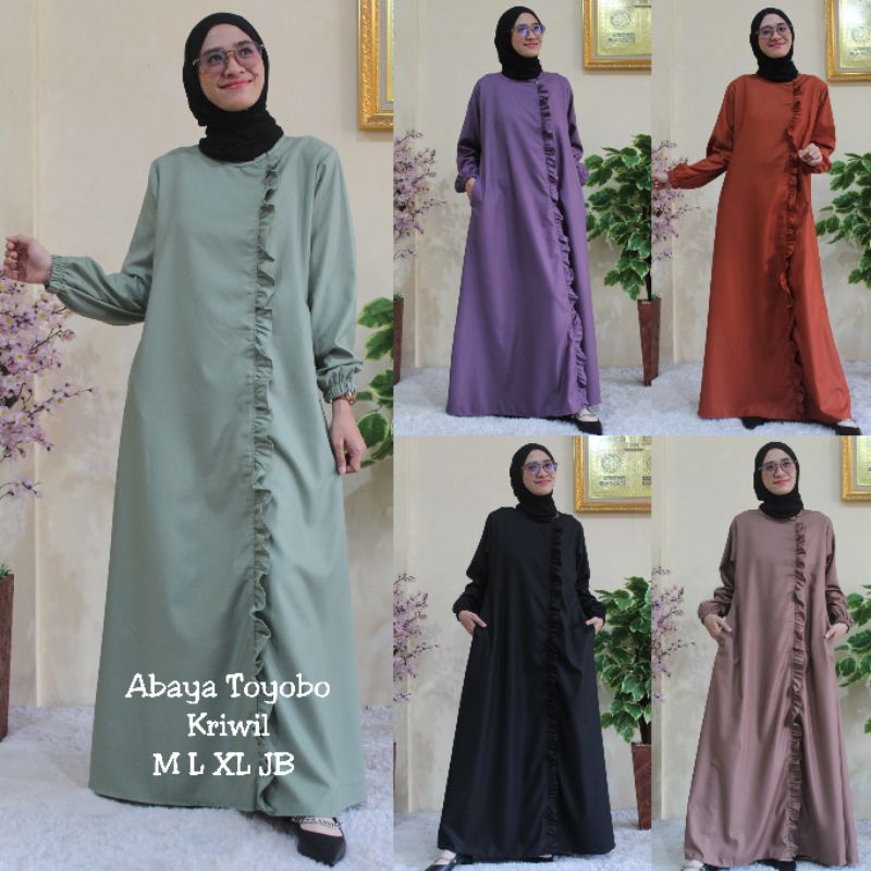 ABAYA TOYOBO KRIWIL. GAMIS TOYOBO POLOS VARIASI