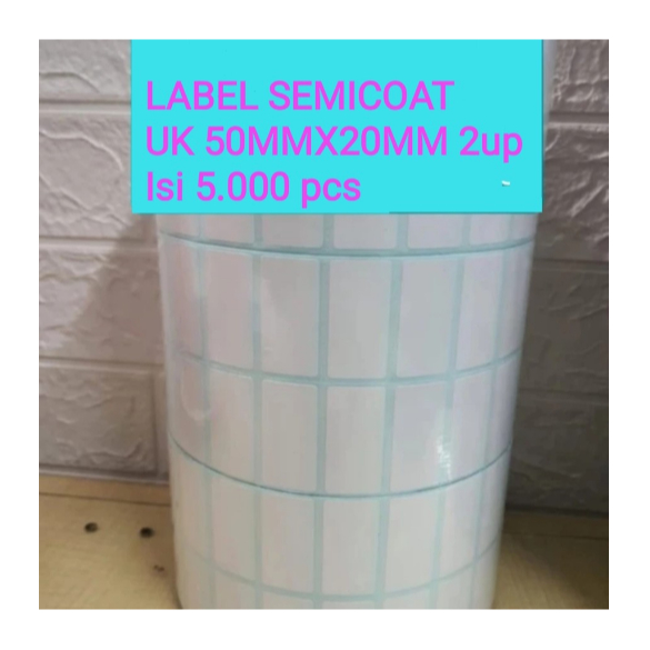 

LABEL SEMICOAT 50x20 mm 2Line isi 5.000 pcs, Core1", Option Core2