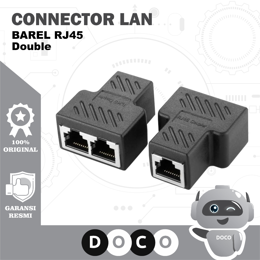 Barel Konektor Sambungan Kabel LAN RJ45 Coupler Splitter Double 1 ke 2 Female to Female