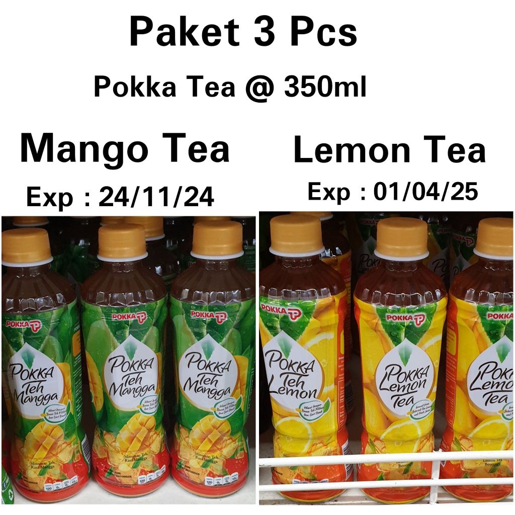 

PAKET 3 PCS POKKA MANGO TEA TEH MANGGA/ LEMON TEA TEH LEMON 350ML