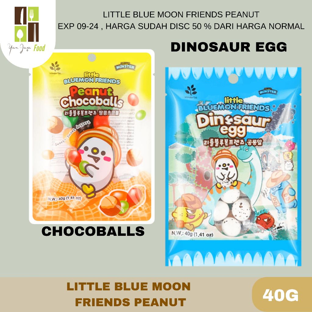 

Little Blue Moon Friends Peanut ChocoBalls / Dinosaur Egg / Snack Korea / Kacang Coklat 40g