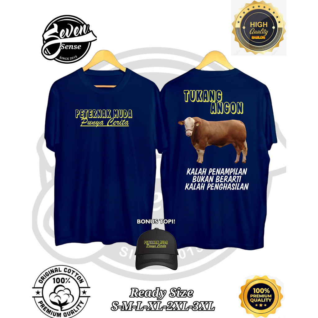 KAOS PETERNAK MUDA PUNYA CERITA TUKANG ANGON BONUS TOPI VARCITY APPAREL