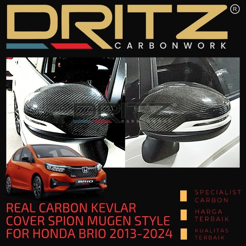Carbon Kevlar Cover Spion HONDA BRIO RS Mugen Style Aksesoris Karbon Mobil 2012 2024