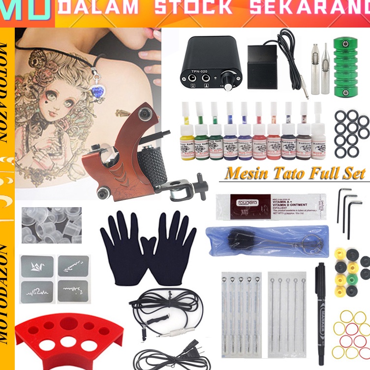 ART I7O Stok TersediaMesin Tato Full Set  Alat Tatto  Tattoo Machine  Set Tato  Tattoo Kit Bonus Tin