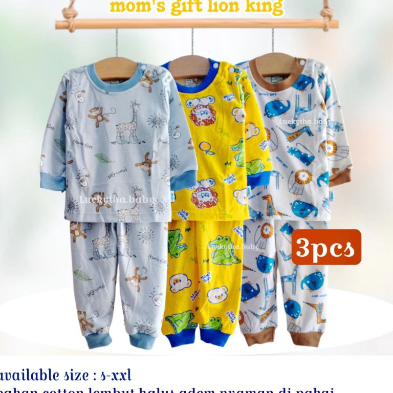 Keluaran Terbaru 3pcs moms gift setelan panjang anak 4 tahun motif lion king dinoland Jurassic world