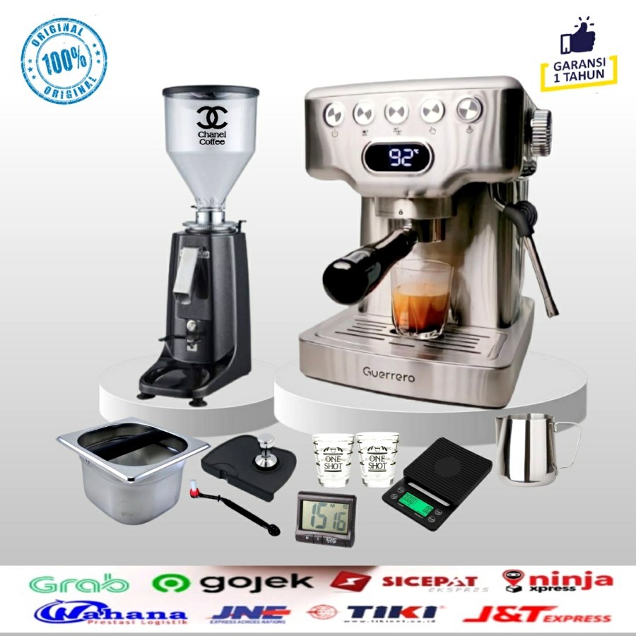 Paket Mesin Kopi Espresso GUERRERO TBK01 + GRINDER 020 Elektrik +Tools