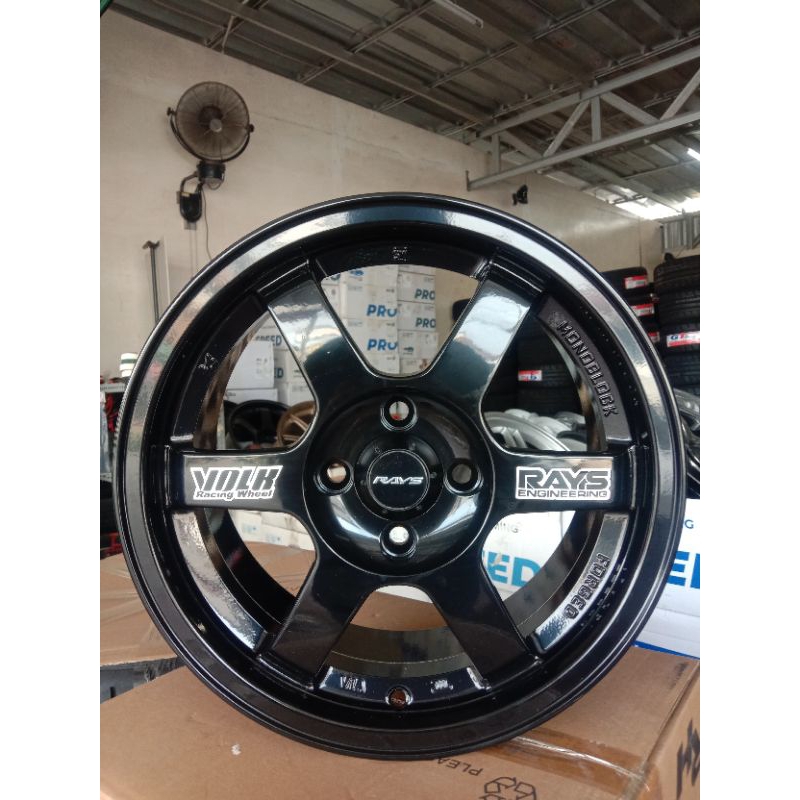 Velg te37 volk rays black glossy ring 15 4x100 black