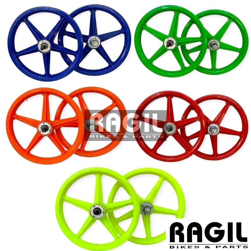 RODA RACING BINTANG SEPEDA 16 INCH BMX VELG PALANG MERAH HIJAU ORANYE BIRU WHEELSET ATOM PLASTIK
