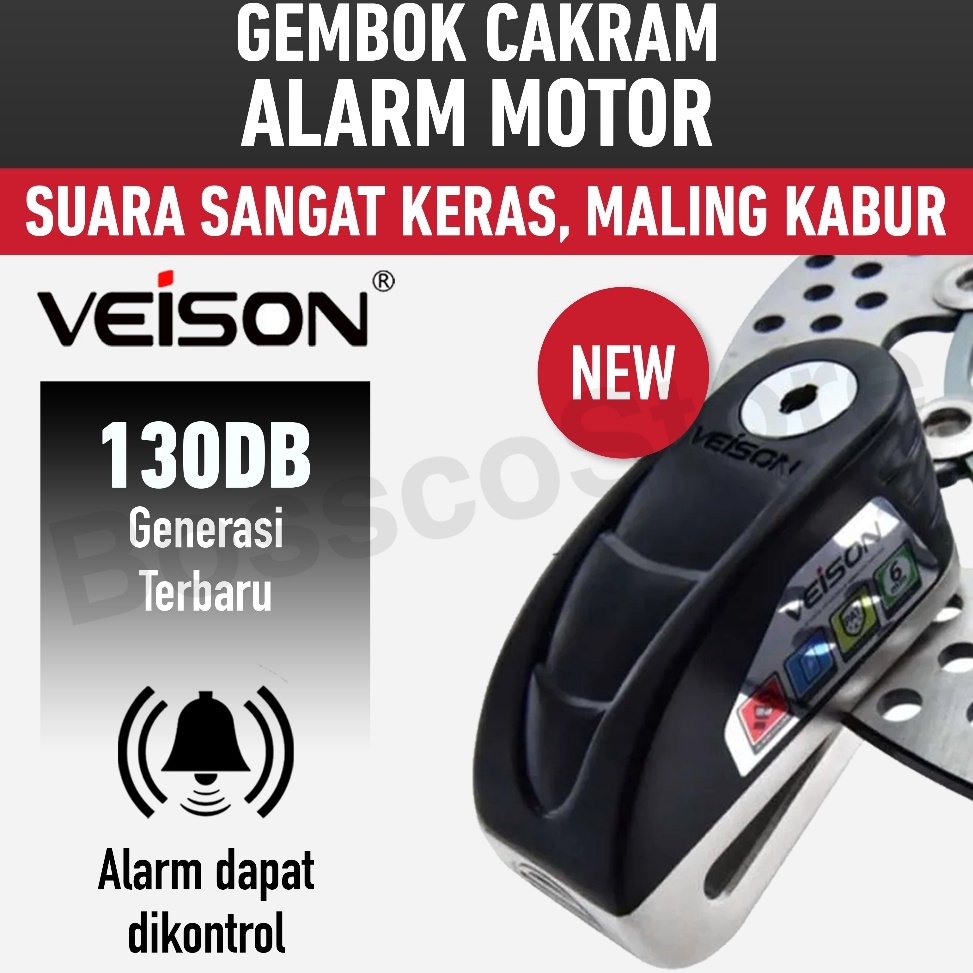 Paling Sesuai VEISON DX19 Gembok Cakram Alarm Original Kunci Rem Sepeda Motor Discbrake Lock gembok 