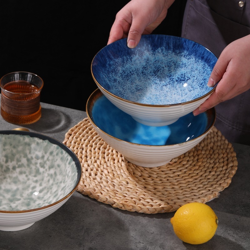 Mangkok Ramen Mangkok Keramik Jepang Seri Yamada Mangkok Ramen Keramik