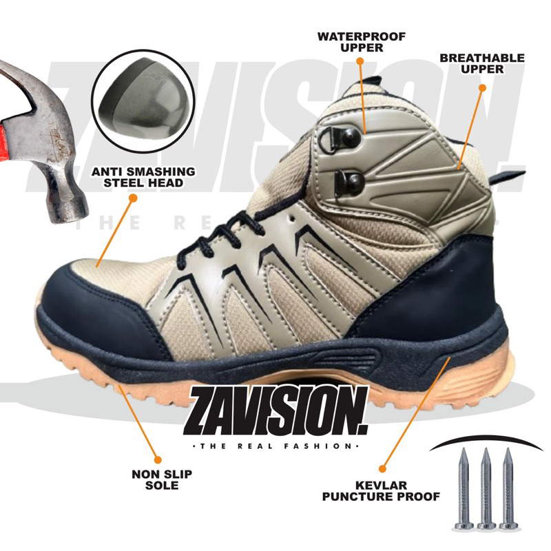NEW PRODUCT NEW ZAVISION sepatu hiking safety ujung besi sepatu proyek tracking kerja lapangan
