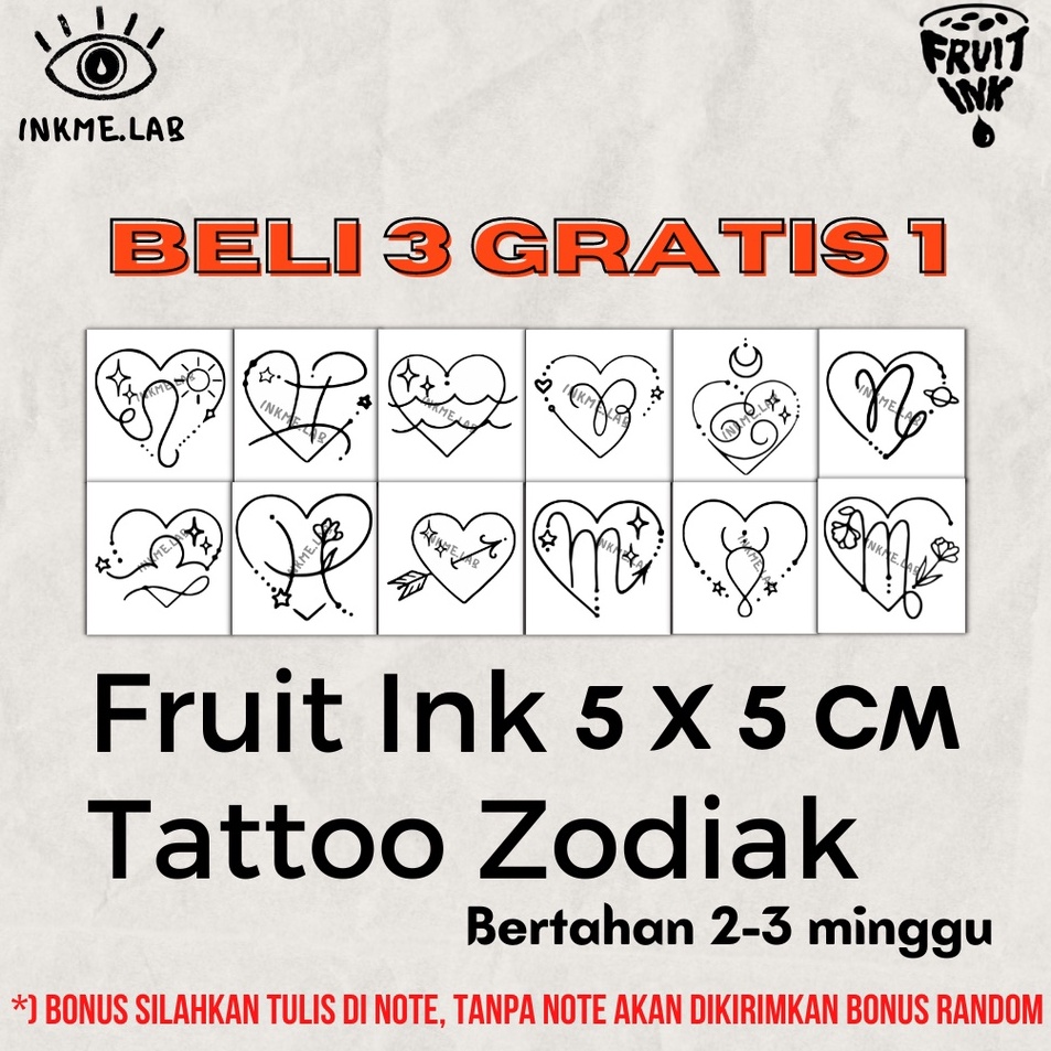 ZODIAC FRUIT INK TATTO 5x5 cm