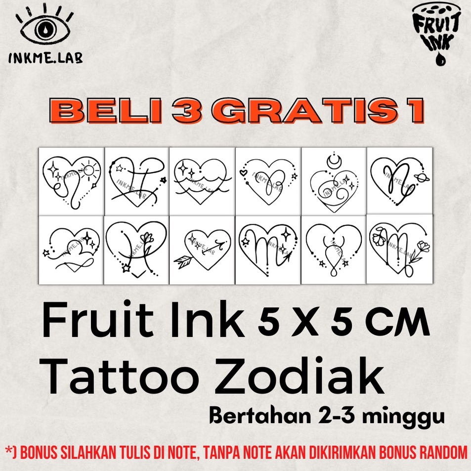 ZODIAC FRUIT INK TATTO 5x5 cm