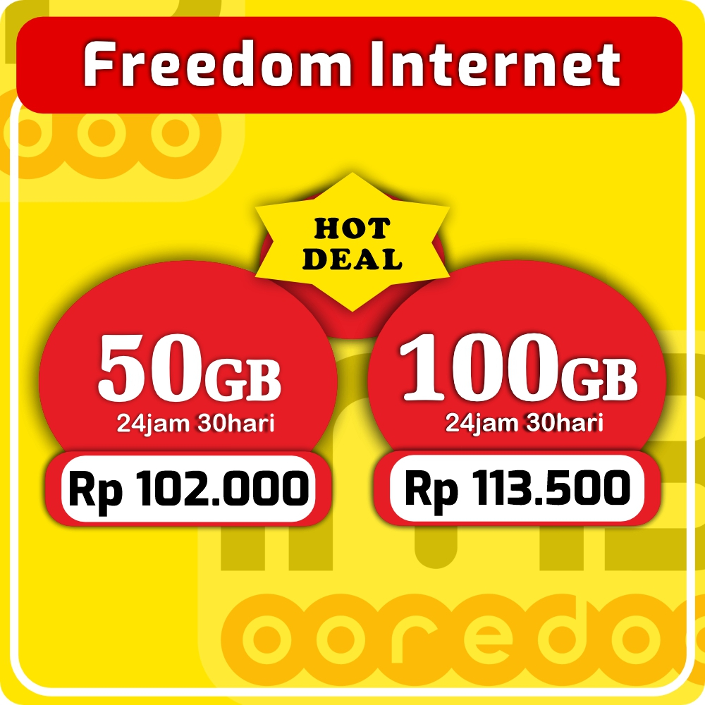 Isi Ulang Kuota Internet Indosat Im3 ooredoo Murah Freedom Internet 50GB 100GB