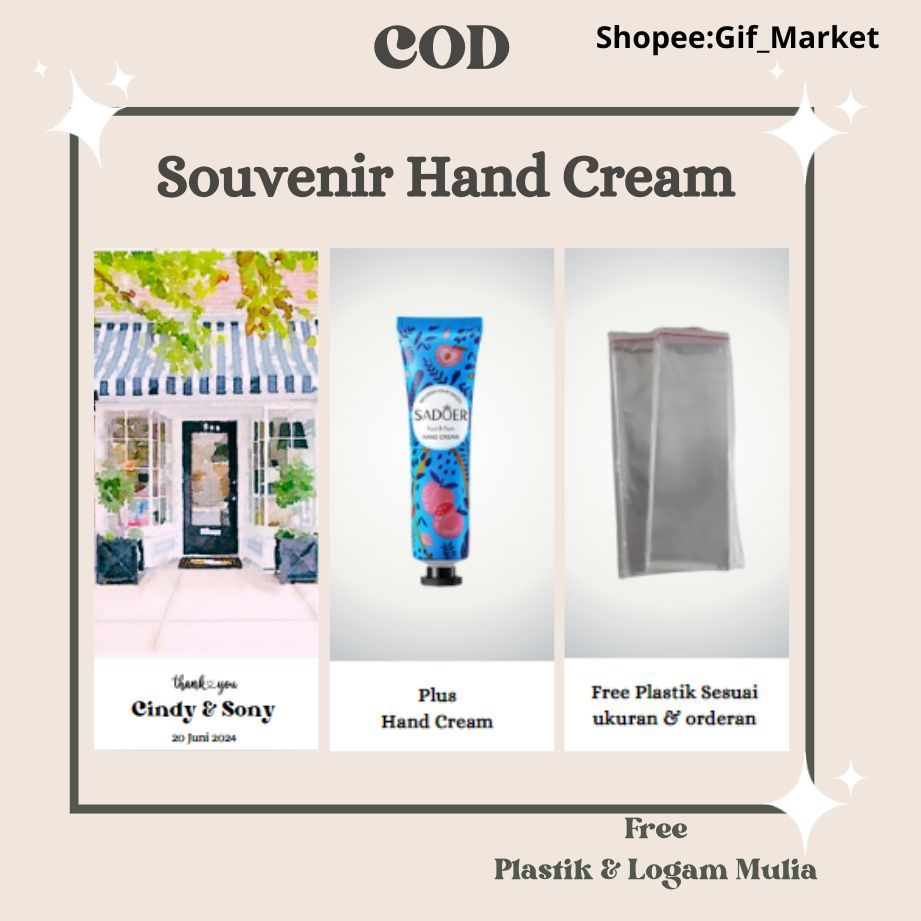 

Souvenir | Handcream | Free ongkir | Free Plastik | Sadoer