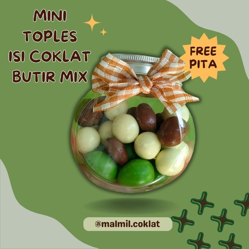 Coklat Toples Aesthetic mix almond greentea kismis mede coklat putih biskuit oreo free pita