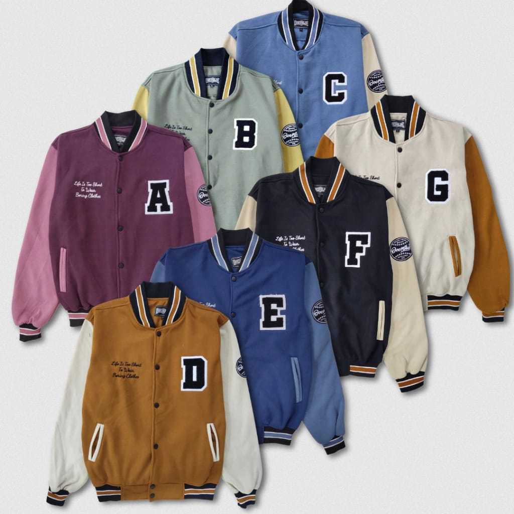 Jaket Varsity Anak Baseball Kancing Jaket INISIAL gratis bisa ganti inisial Hoodie Anak Bahan Fleece