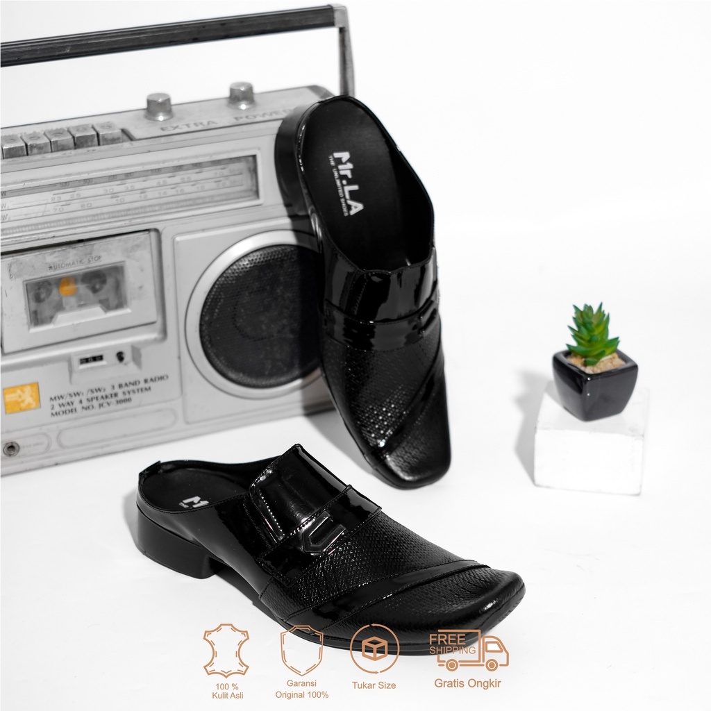 39-48 Sepatu Pantofel Slop Kulit Sepatu Pria Kantor Sepatu Slop Bustong Jumbo / Big Size Mr.LA TGR.0