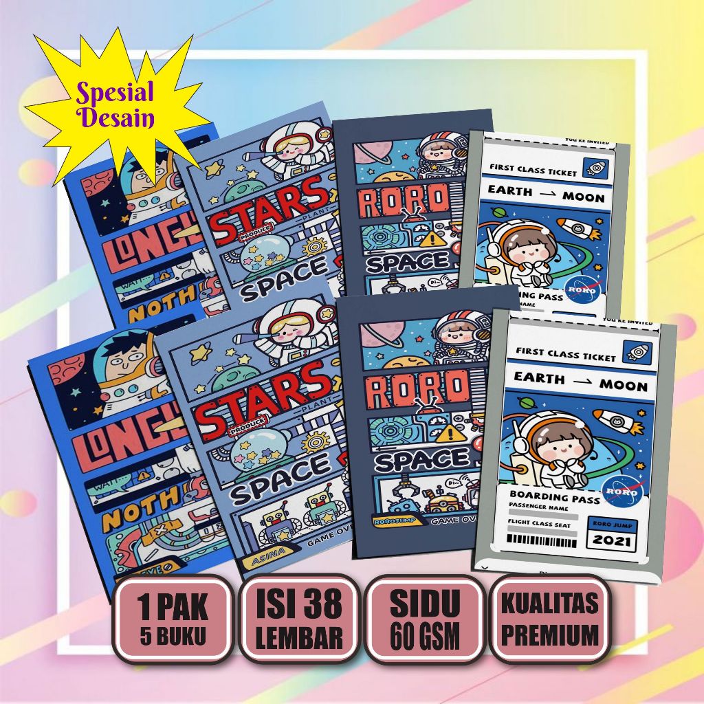 

Buku Tulis Anak Custom Spice Komik Art 38 Lembar (5Pcs) / Buku Tulis Sekolah