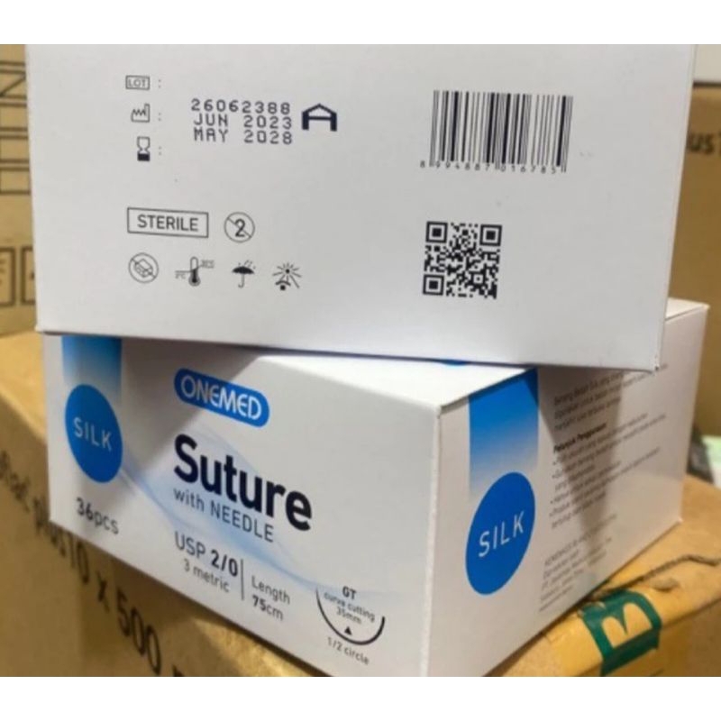 Benang Jahit Luka Silk Suture With Needle Onemed 2/0 3/0