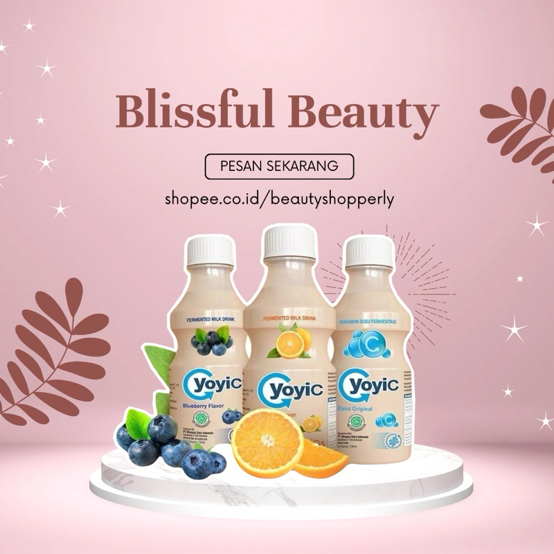 (12 BOTOL) YOYIC Minuman Susu Fermentasi 130mL - Original Strawberry Blueberry