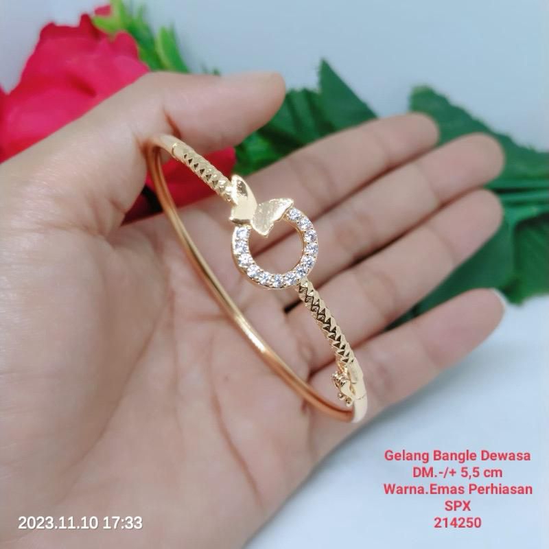 Gelang bangle Titanium Perhiasan Lapis Emas 18k