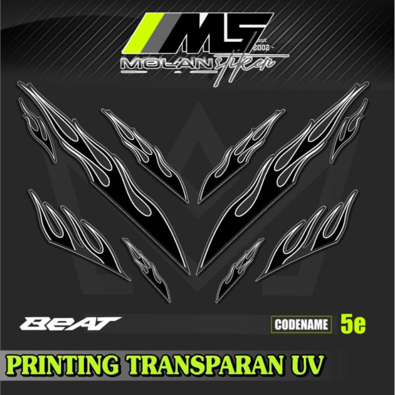Decal Sticker Striping Variasi Transparan Uv Beat Fi Api 2013-2015 Striping Beat Fi 110 Transparan B