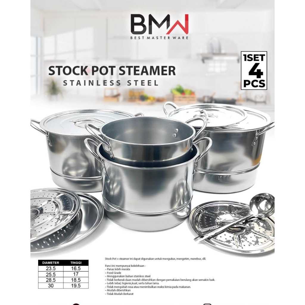 Panci steamer stock pot / panci kukus 4set / panci dandang set