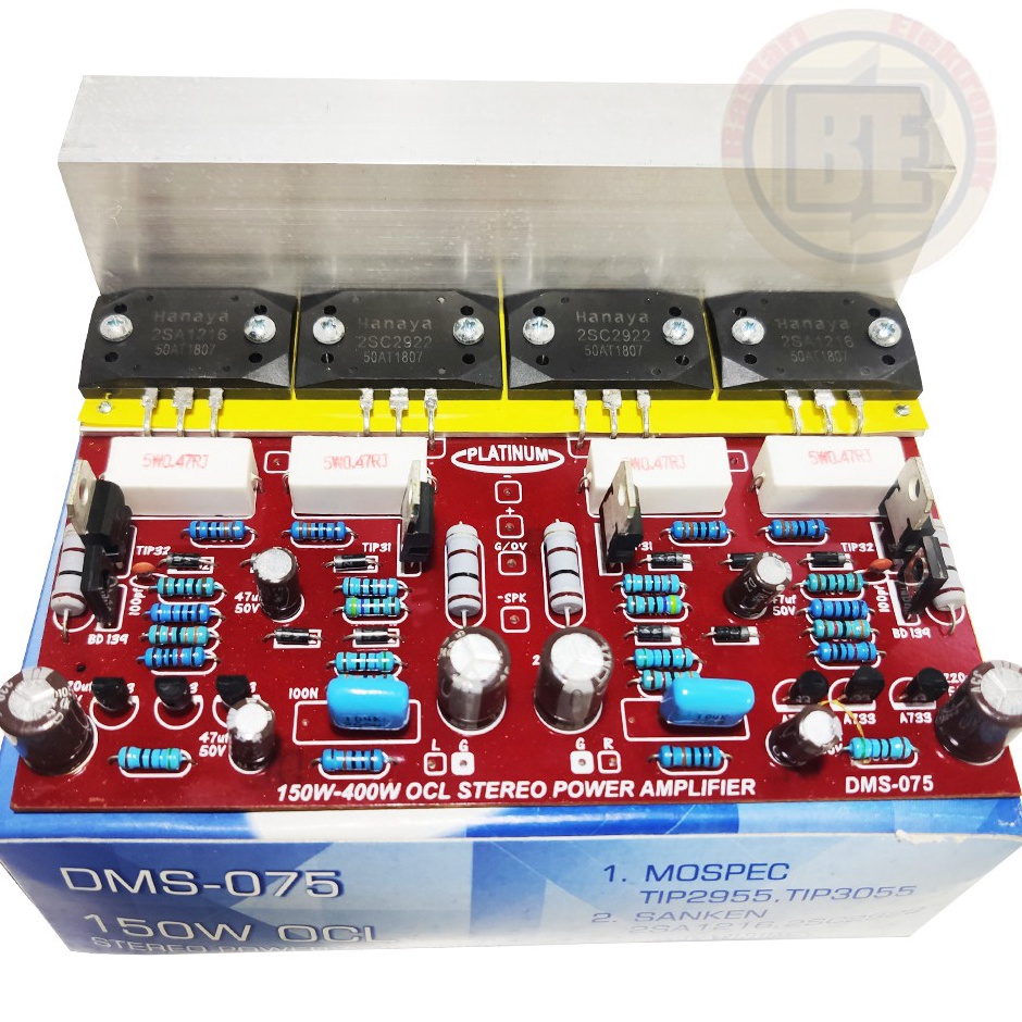 KIT Power Amplifier OCL Stereo 154 Watt TR Sanken Platinum DMS75