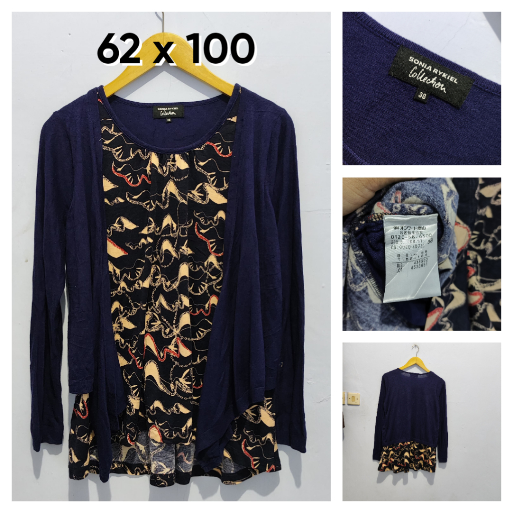 Atasan Mix Outer By Sonia Rykiel Navy Size M Wanita BC196