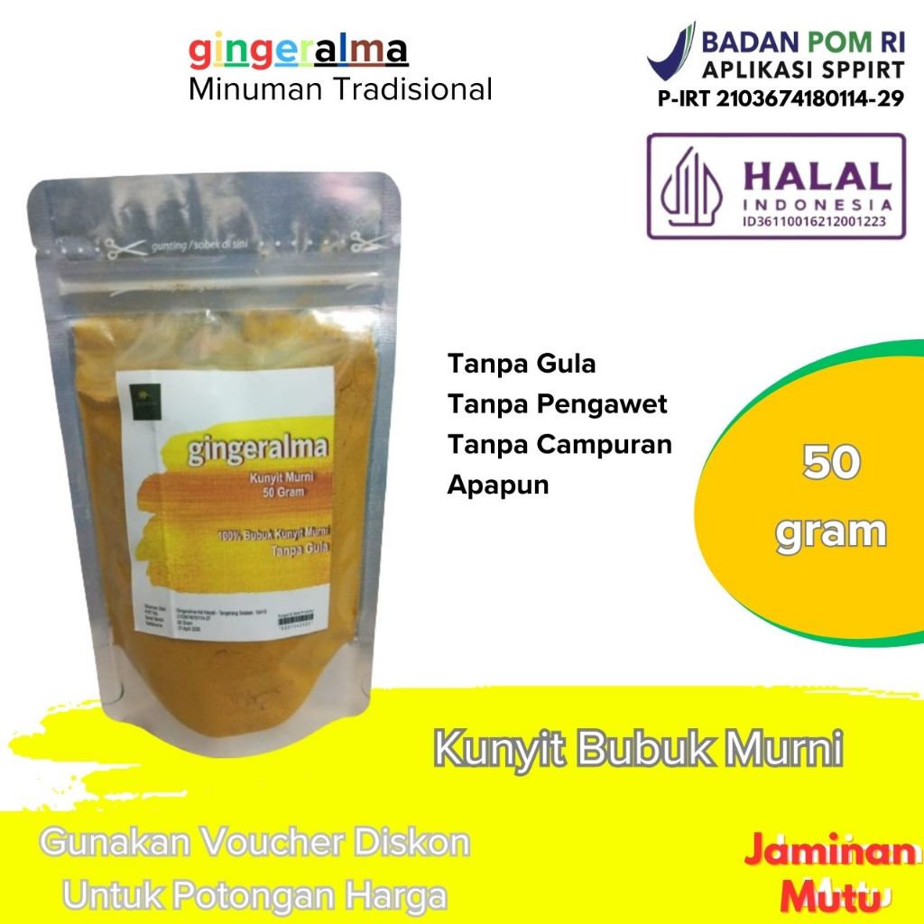 

Kunyit Bubuk Murni Tanpa Gula 50 gram Gingeralma