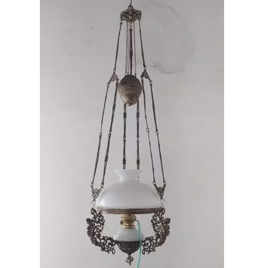 LAMPU GANTUNG KLASIK ANTIK DIAMETER 28CM KEREK HIAS VINTAGE JAWA BETAWI JOGLO CAFE