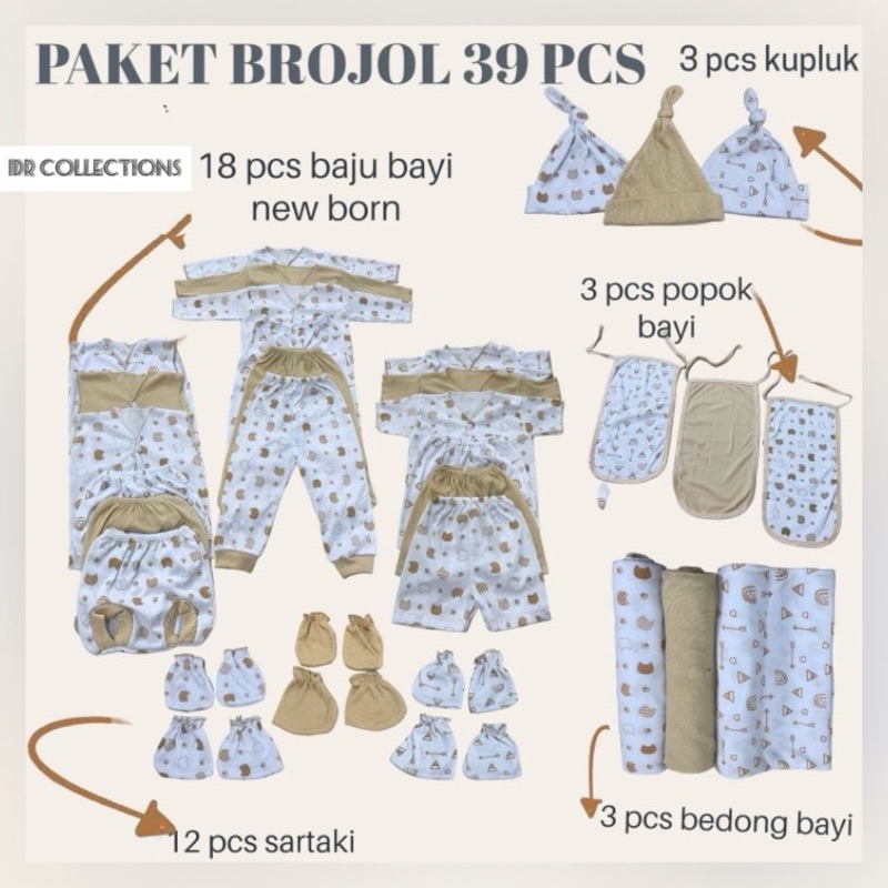 (39 PCS) paket lahiran lengkap baju bayi celana bayi baru lahir