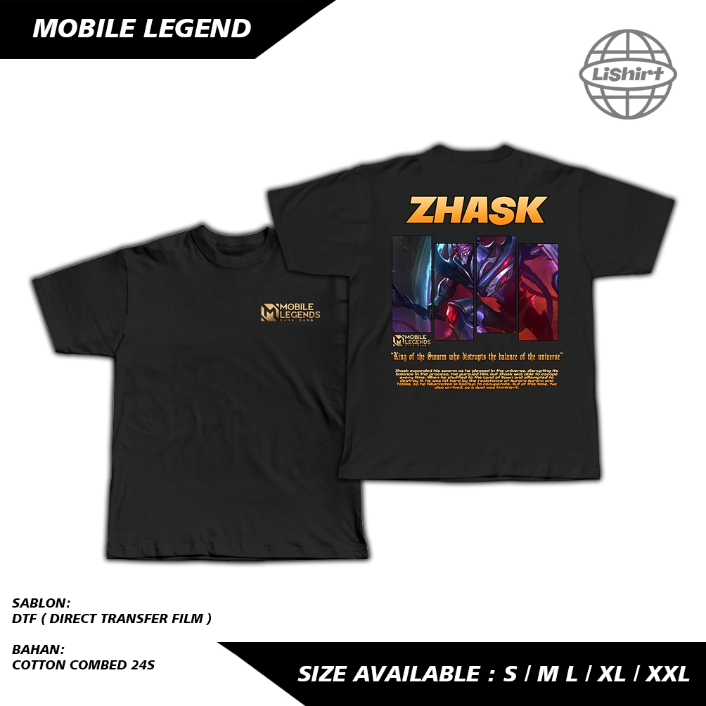 KAOS MOBILE LEGEND HERO ZHASK - KAOS DISTRO - KAOS COTTON COMBED 24s NYAMAN DAN ADEM SABLON PREMIUM 