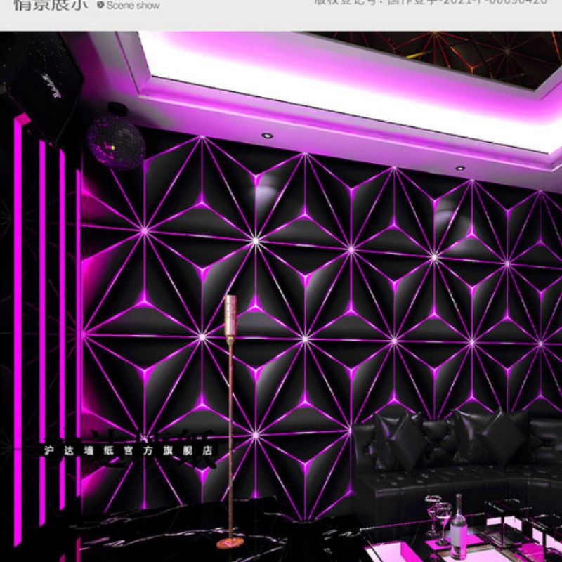 Wallpaper Dinding Sticker Dinding Kristal Ungu 3D Dekorasi Dinding Ruang Tamu Mewah Elegan