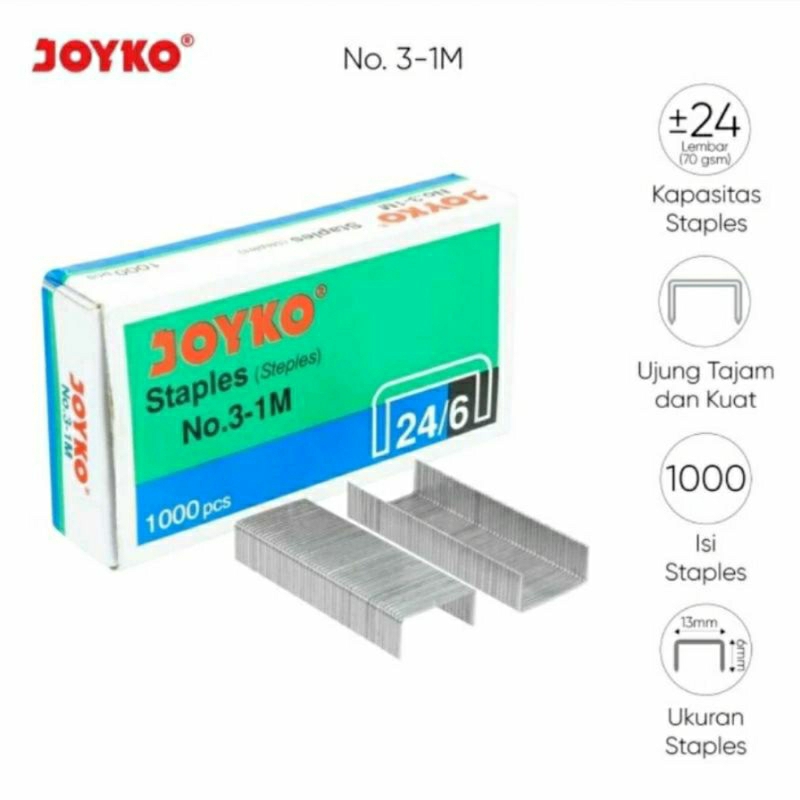 

Refill Isi Staples / Stapler Joyko No. 3 - Biji Staples Joyko - Isian Staples Besar No. 3 - 1M